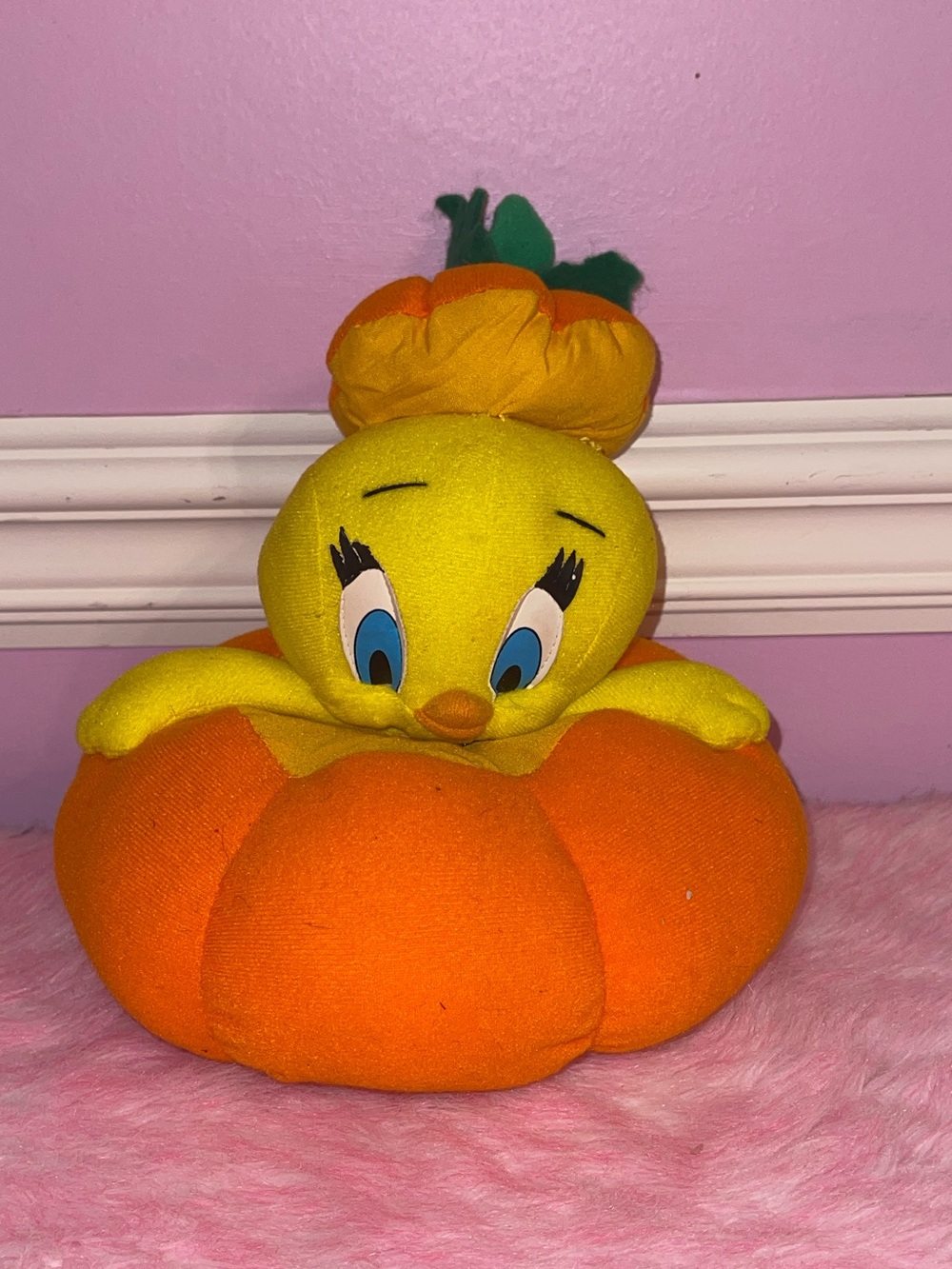 1997 Halloween tweety bird looney tunes pumpkin plush stuffed animal doll toy